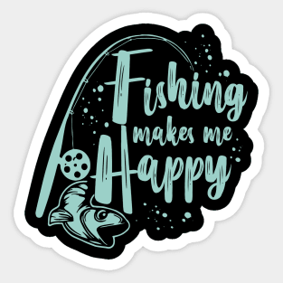Mens Fishing Shirt Makes Me Happy Fathers Day Fish Sticker